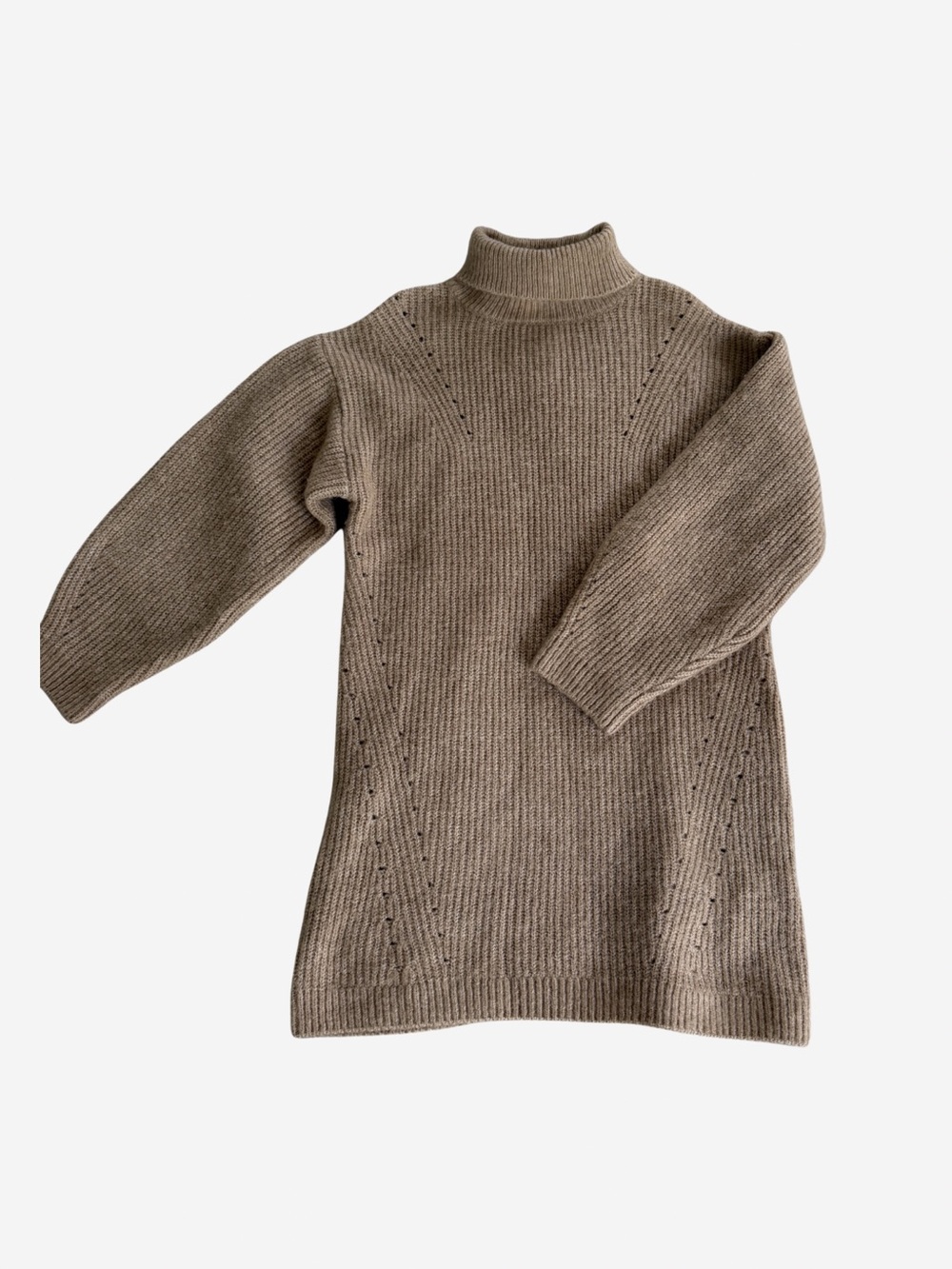 Zara Kids Taupe Ribbed Turtleneck Sweater Dress